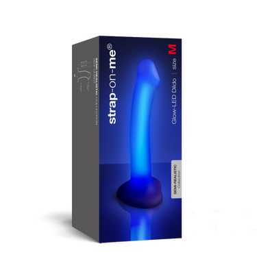 Luxurious Strap On Me - Glow-LED Dildo Purple - M featuring a smooth silicone surface and vibrant LED illumination.